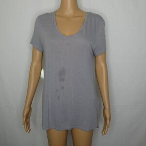 AllSaints Ines  Key Tee T Shirt Grey Marl V Neck